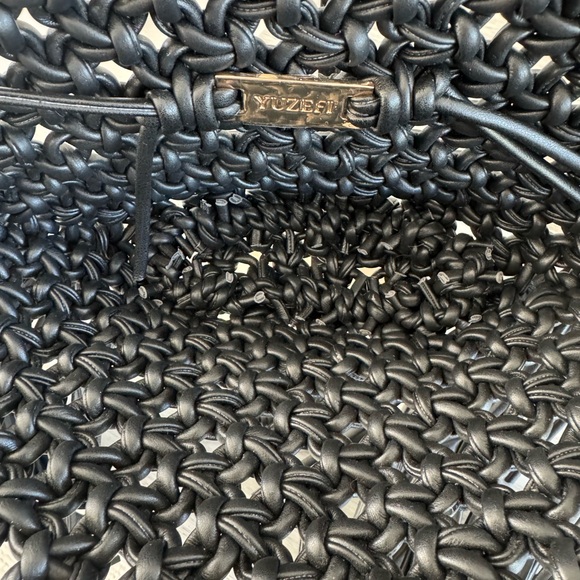 Yuzefi Mini Woven Black Basket Fringe Bag NWT - Picture 6 of 12